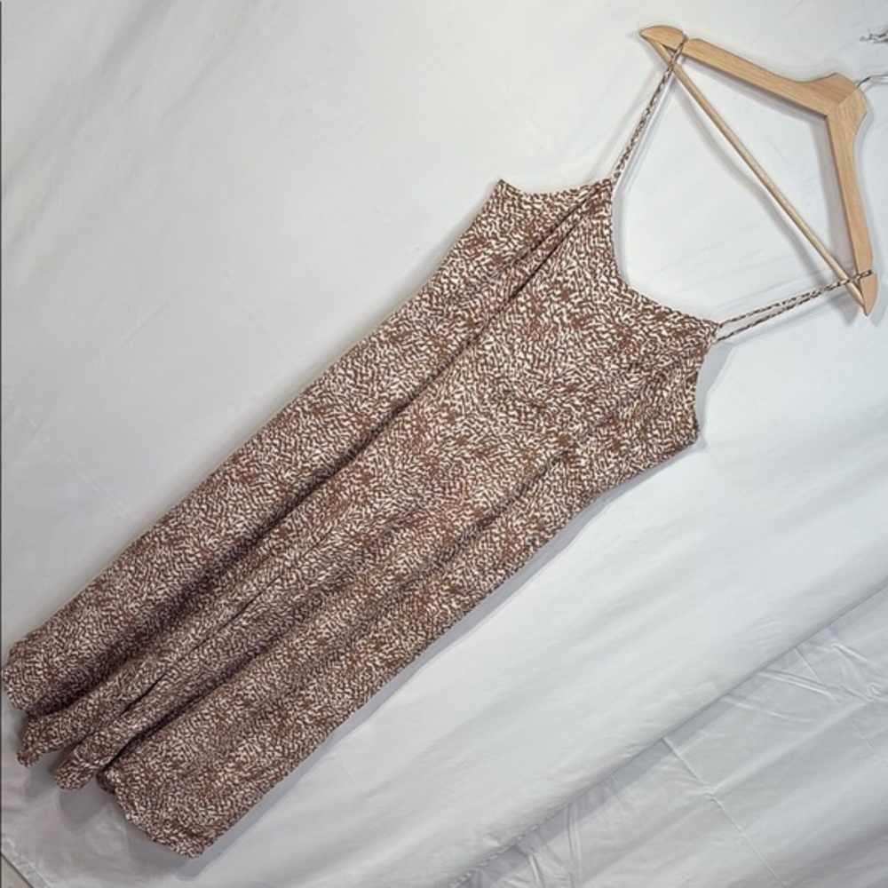 🍓 Roan + Ryan brown and cream printed Cream Sleeveless Spaghetti Strap Jumpsuit: